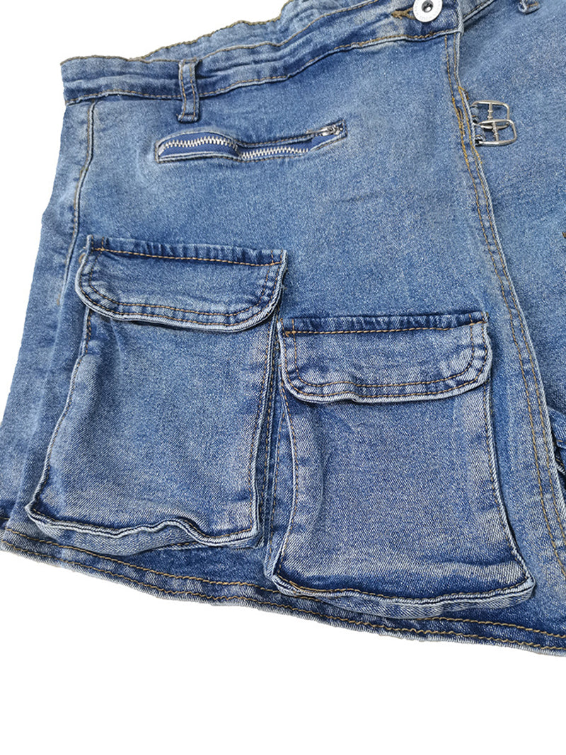 Fashion Multi-pocket Denim Shorts