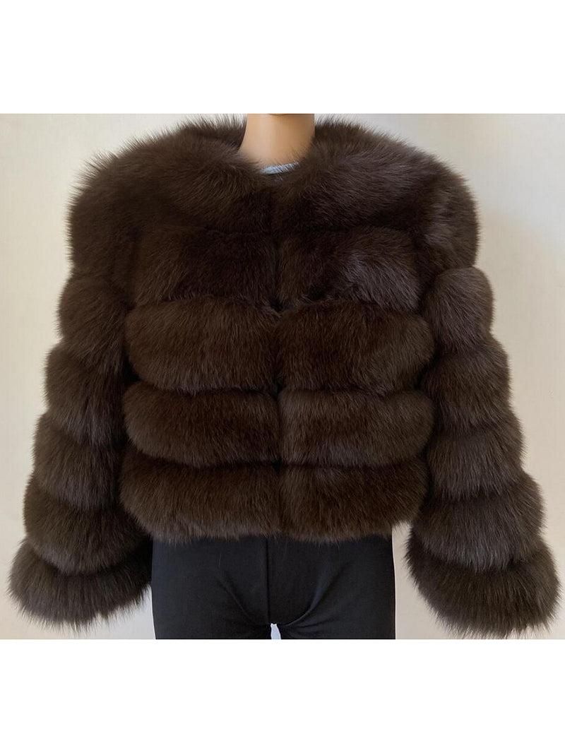 Classy Cropped Faux Fur Warm Jacket Coat