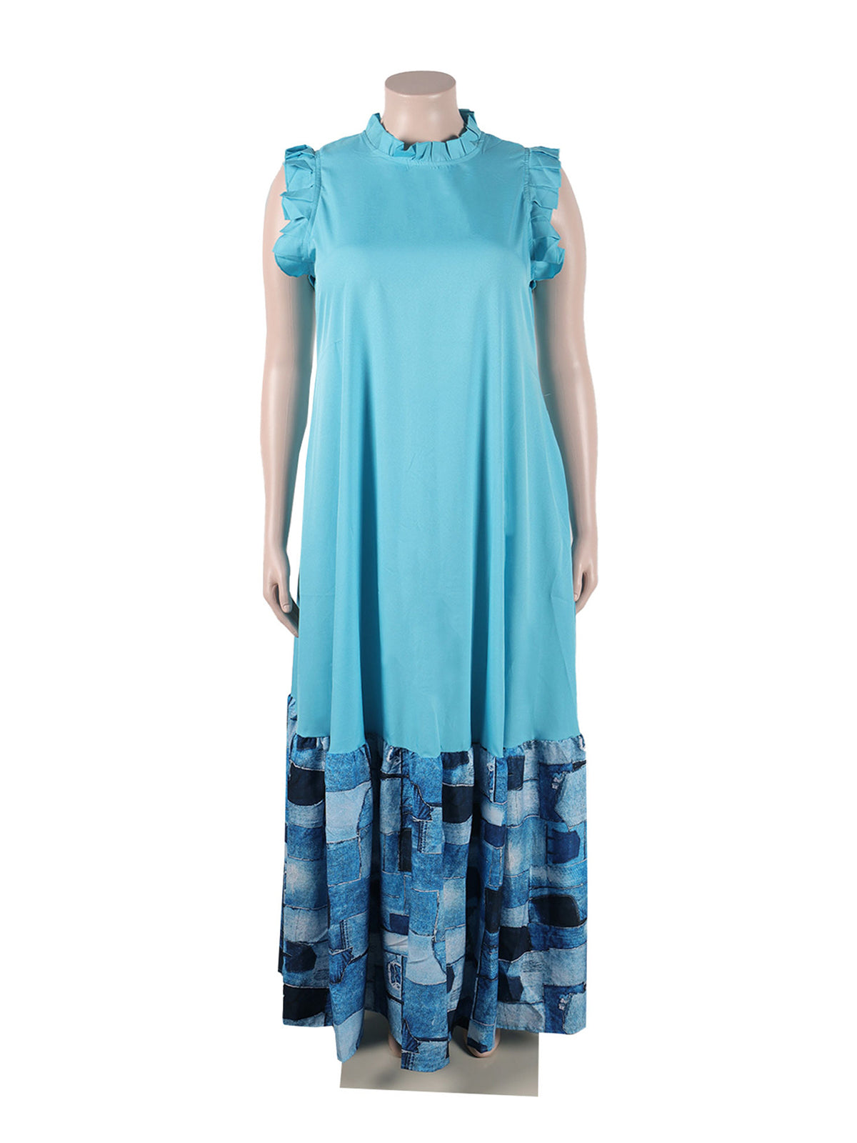 Fashion Leopard Print Patchwork Loose Maxi Dress