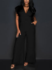 Elegant Deep V-Neck Sleeveless High Waist Jumpsuit