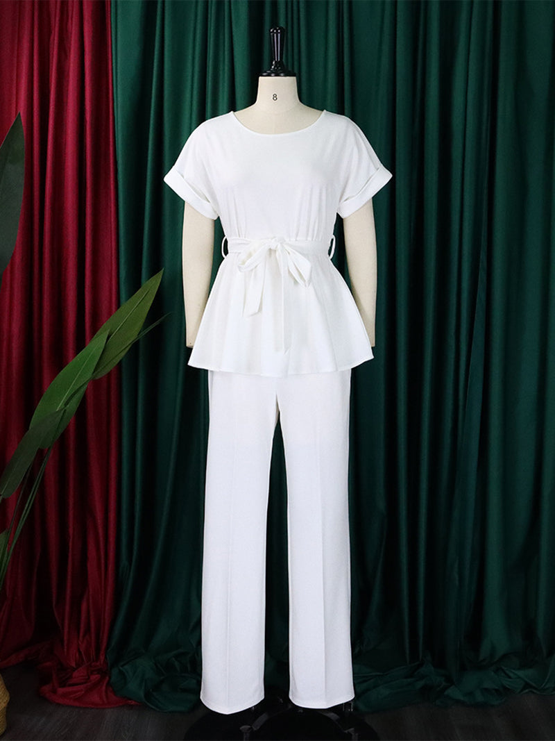 Elegant Bandage Top And Wide Leg Pants Sets
