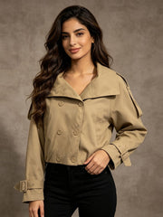 Convertible Stand Collar Relaxed Short Jacket-boutique