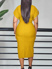 Elegant Round Neck Bodycon Pencil Dress