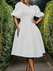 Puff Sleeve Bodycon Midi Dress