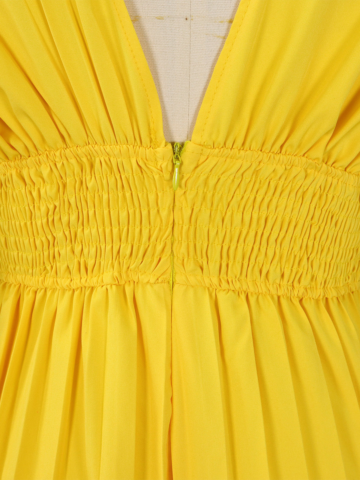 Elegant V-Neck Pleated Wide Leg Jumpsuit