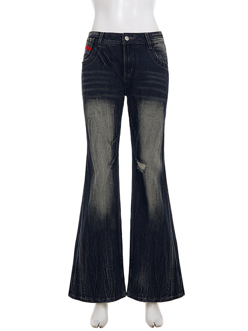 Vintage Ripped Loose Casual Flared Jeans