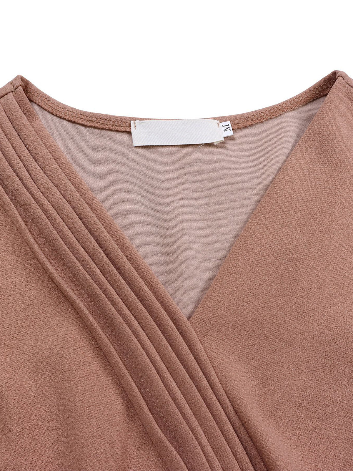 Elegant V-Neck High Waist Pleated Midi Dress