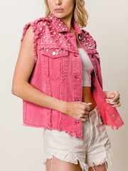 Fashion Denim Sleeveless Jacket Coat