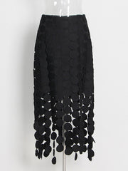 Fashion Circles Fringe Hem Midi Skirt