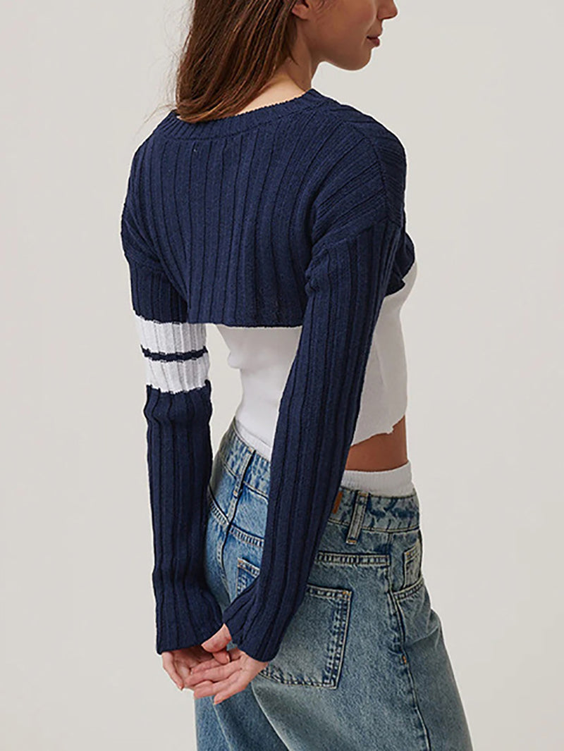 Sport Shrug Long Sleeve Knit Crop Top