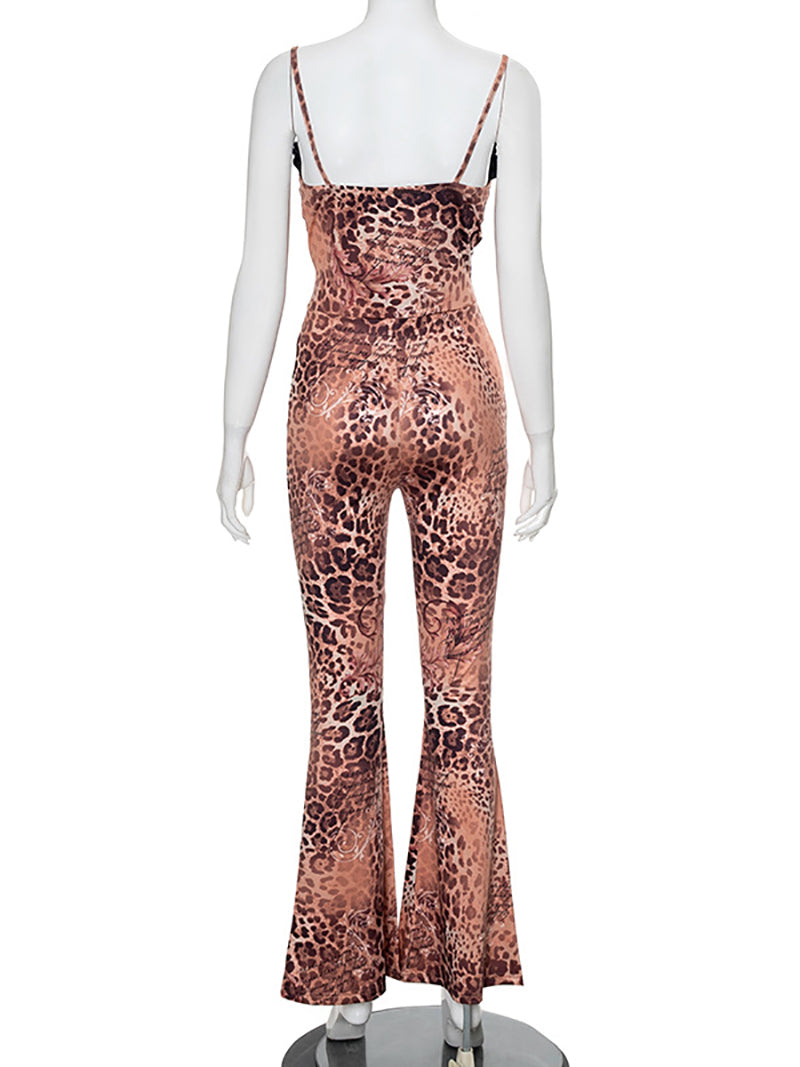 Sexy Hollow out Backless Print Jumpsuit