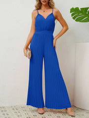 Sexy V Neck Suspenders Pleated Jumpsuit