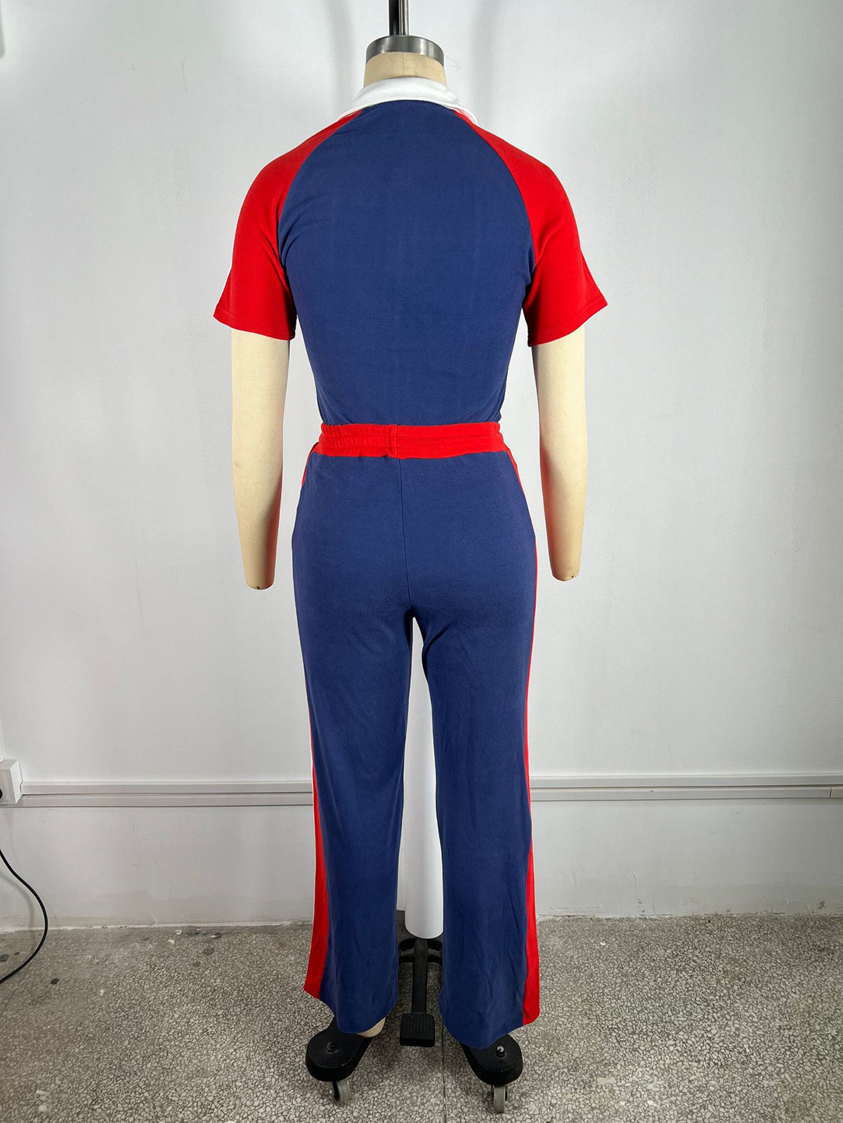 Fashion Short Sleeve Drawstring Pants Sporty Set