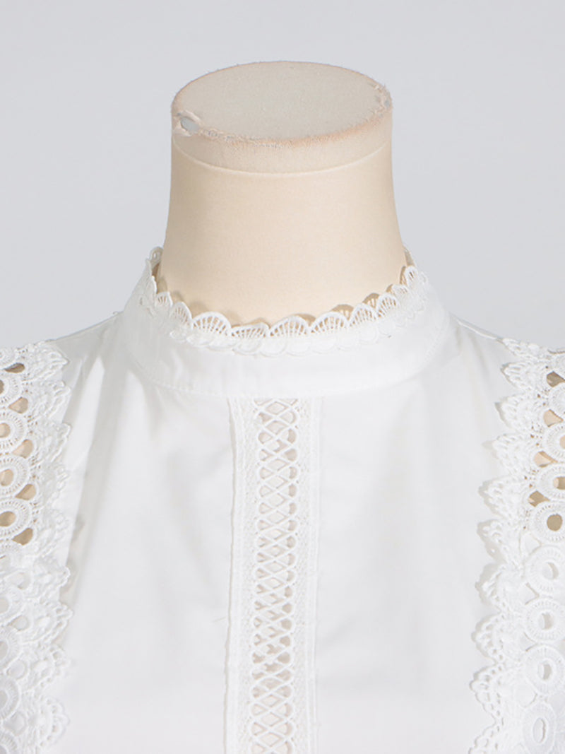 Elegant Lace Patchwork Sleeveless Midi Dress
