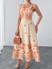 Fashion High Waist Holiday Casual Print Dress