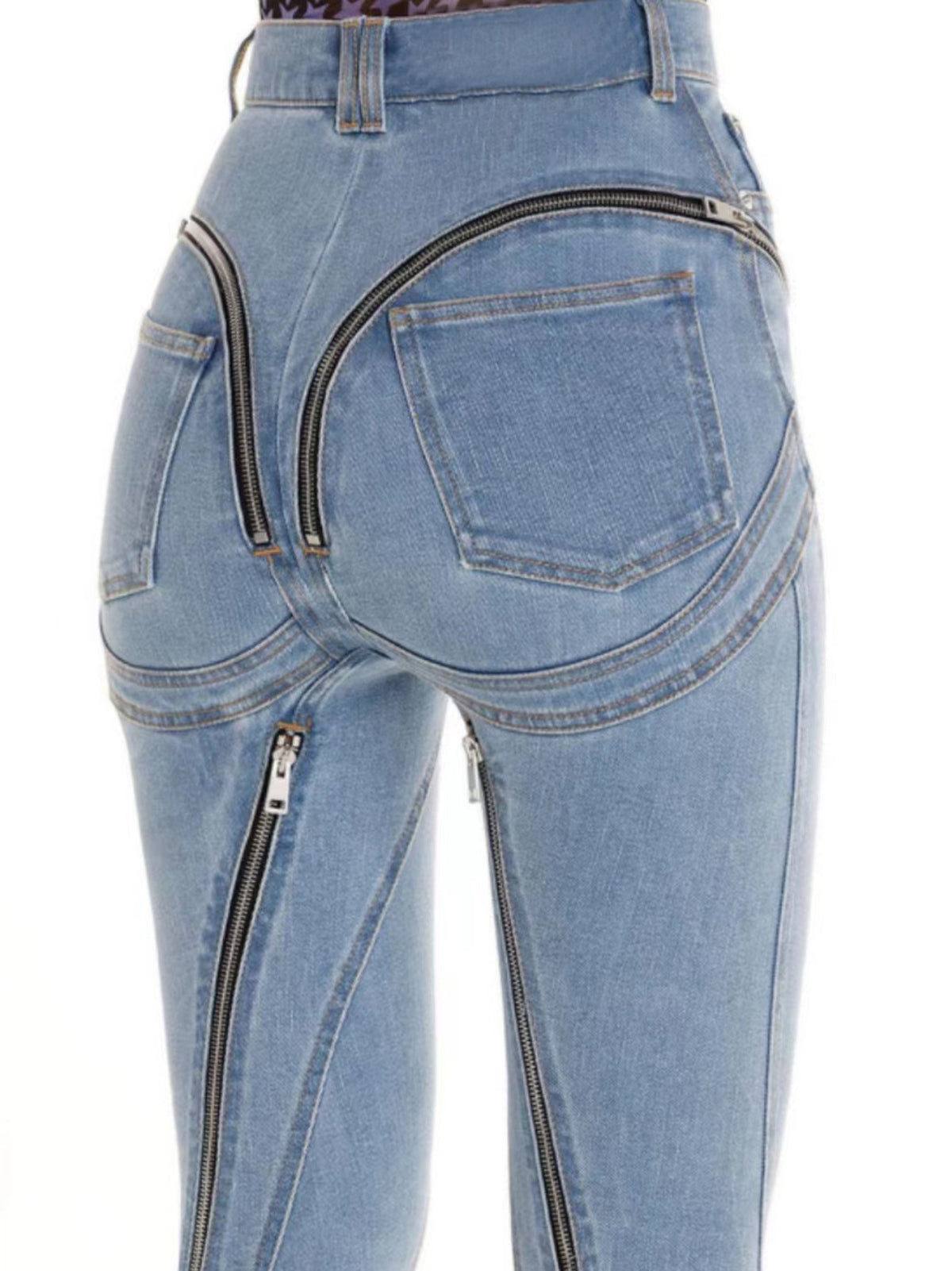 Fashion Zipper High Waist Skinny Jeans