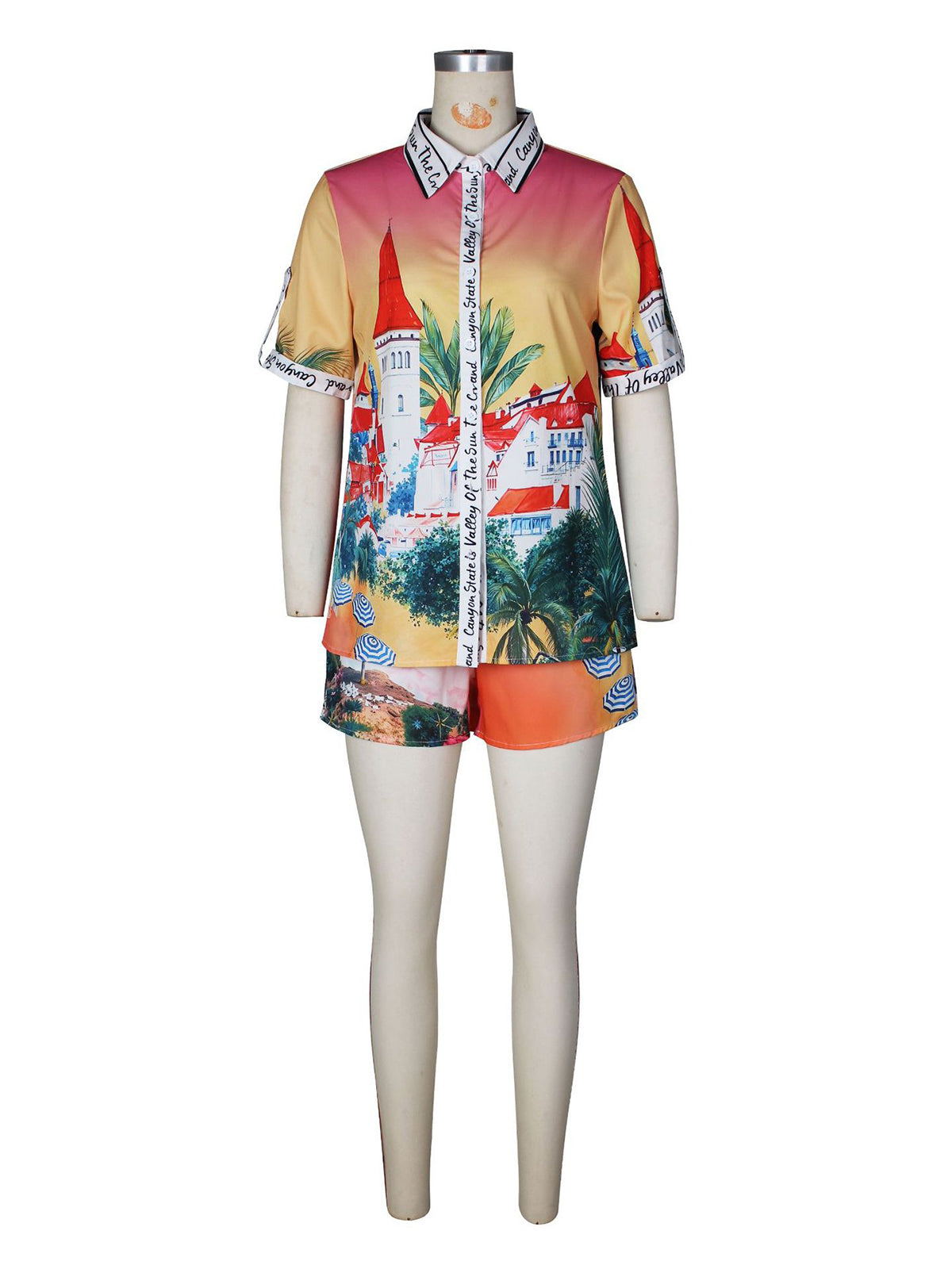 Fashion Print Shirt Shorts Vacation Casual Set