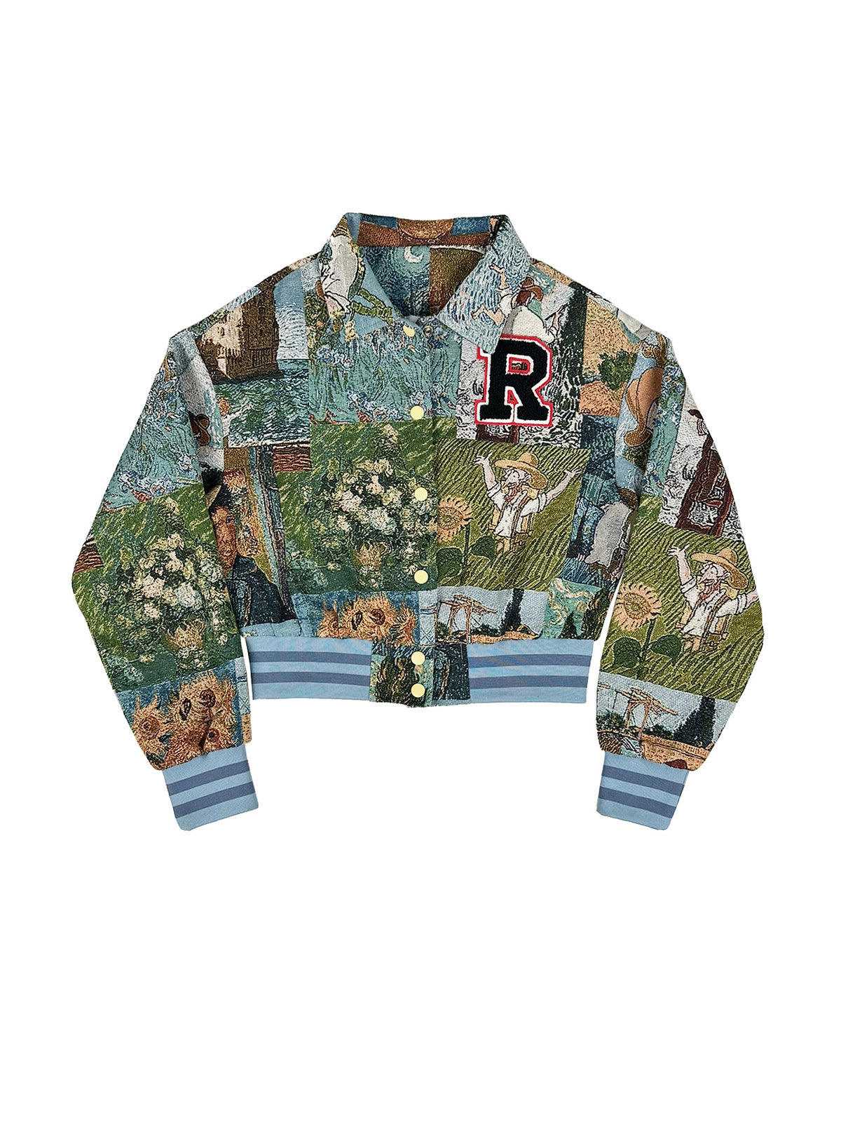 Fashion Floral Jacquard Baseball Coat Cropped Jacket