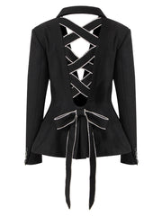 Elegant Chic Black Bow Rhinestones Blazer