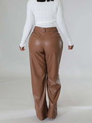 Fashion PU Leather Wide Leg Pants