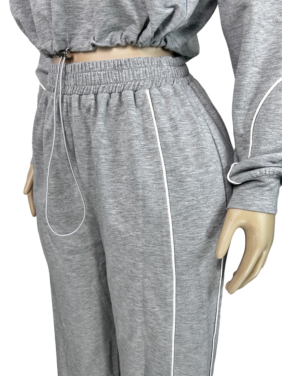 Striped Cropped Hoodie and Straight-Leg Joggers Set