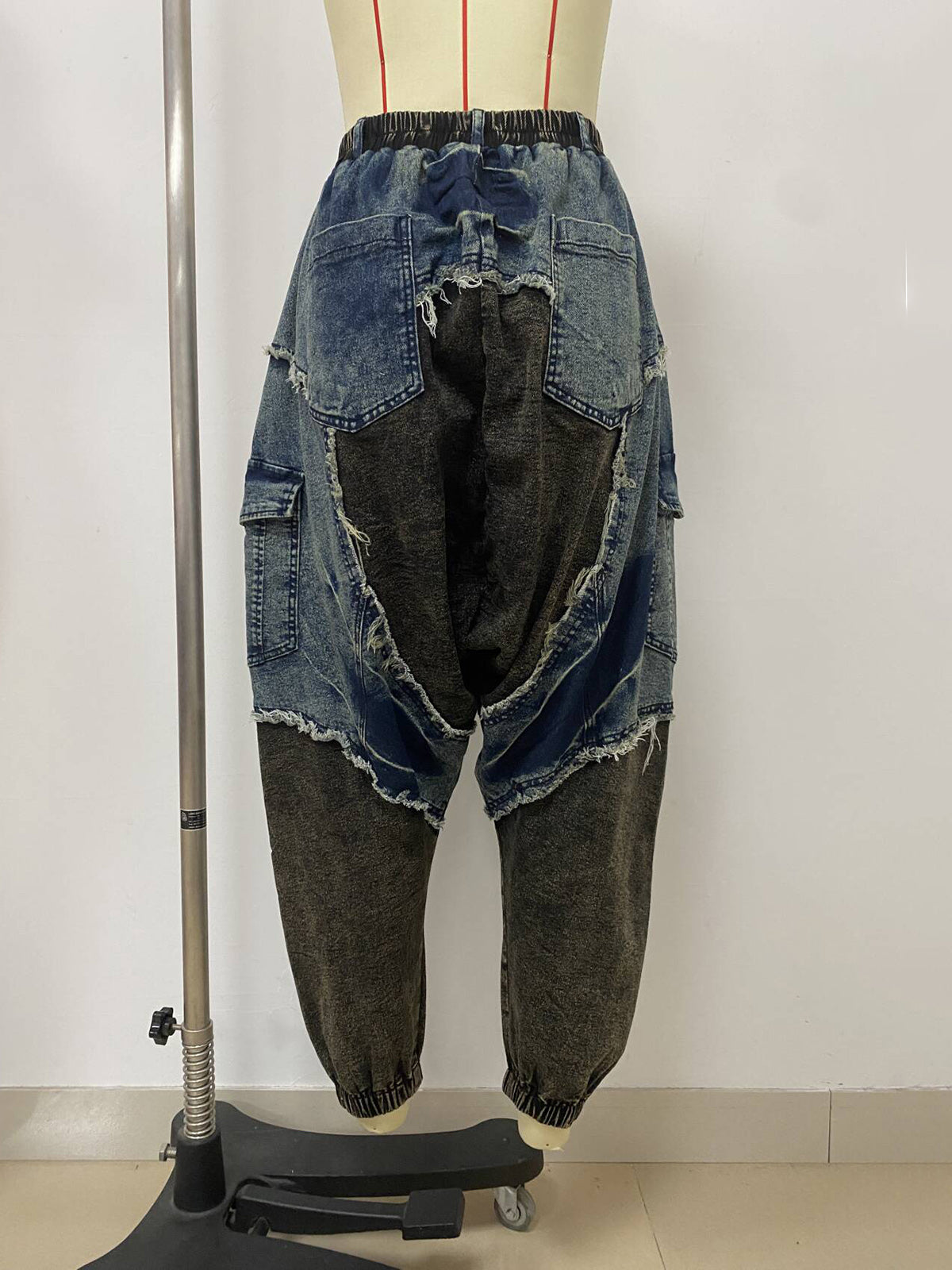 Fashion Casual Denim Patchwork Baggy Joggers
