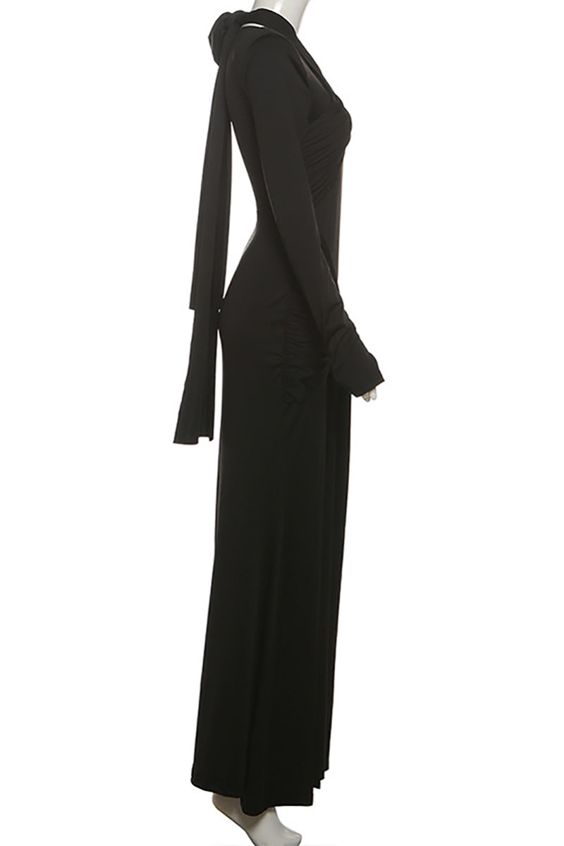 Elegant Lace-up Ribbon Party Night Club Dress