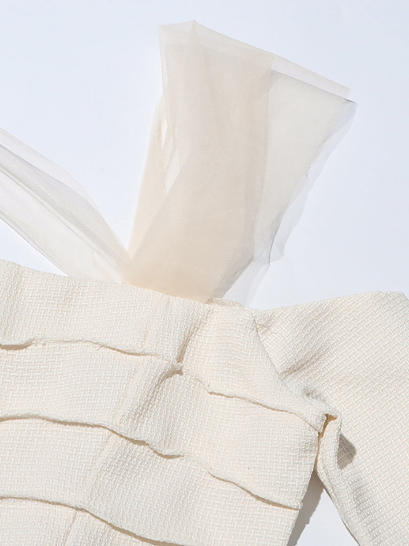 Elegant Sloping Shoulder Tops Tulle Skirt Sets