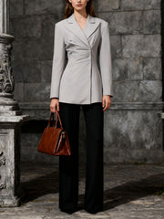 Elegant Cinched Waist Ruched Blazer