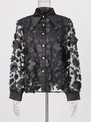3D Floral Button Up Shirt