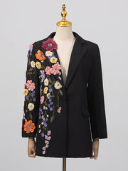 Fashion Floral Beaded Embroidery Blazer