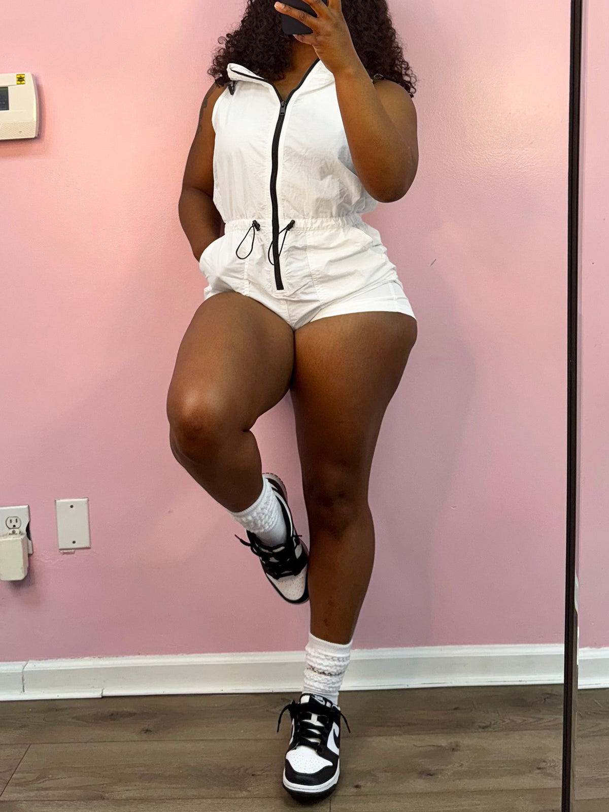 Fashion Zipper Sleeveless Drawstring Rompers