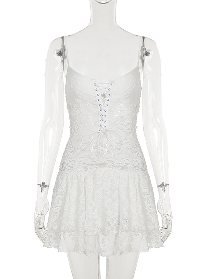 Sexy Lace Patchwork See Through Strap Dress