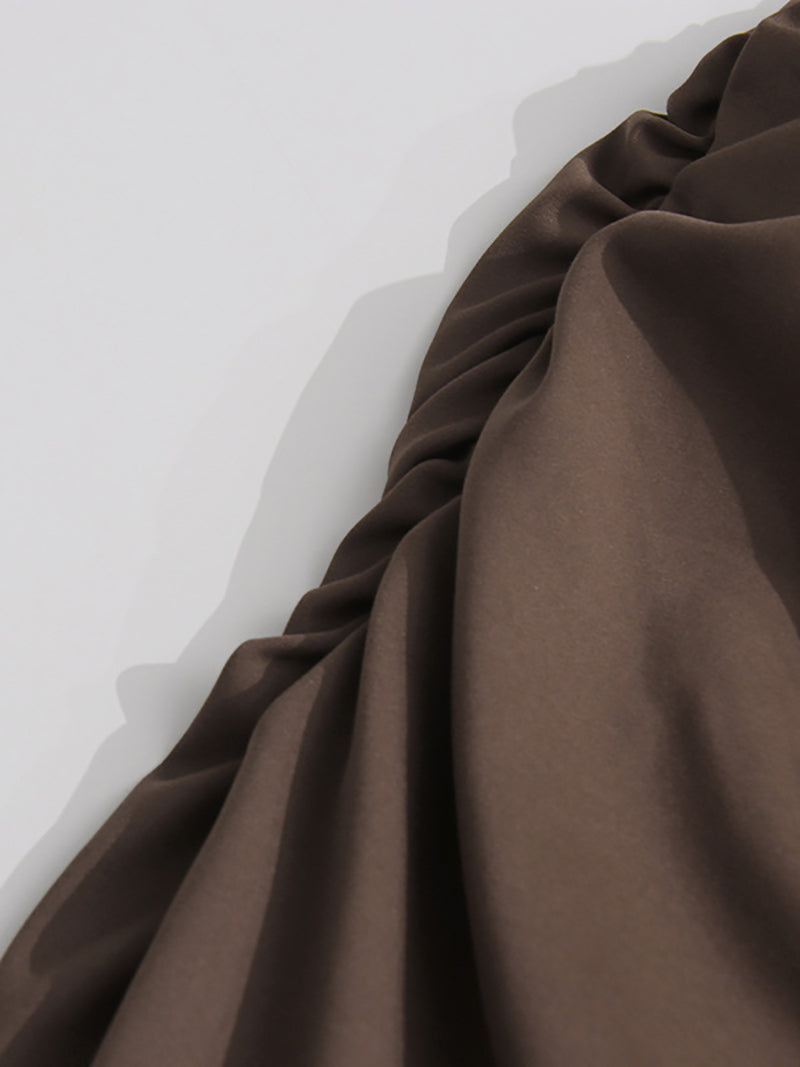 Turn-down Collar Draped Asymmetric Mini Dress