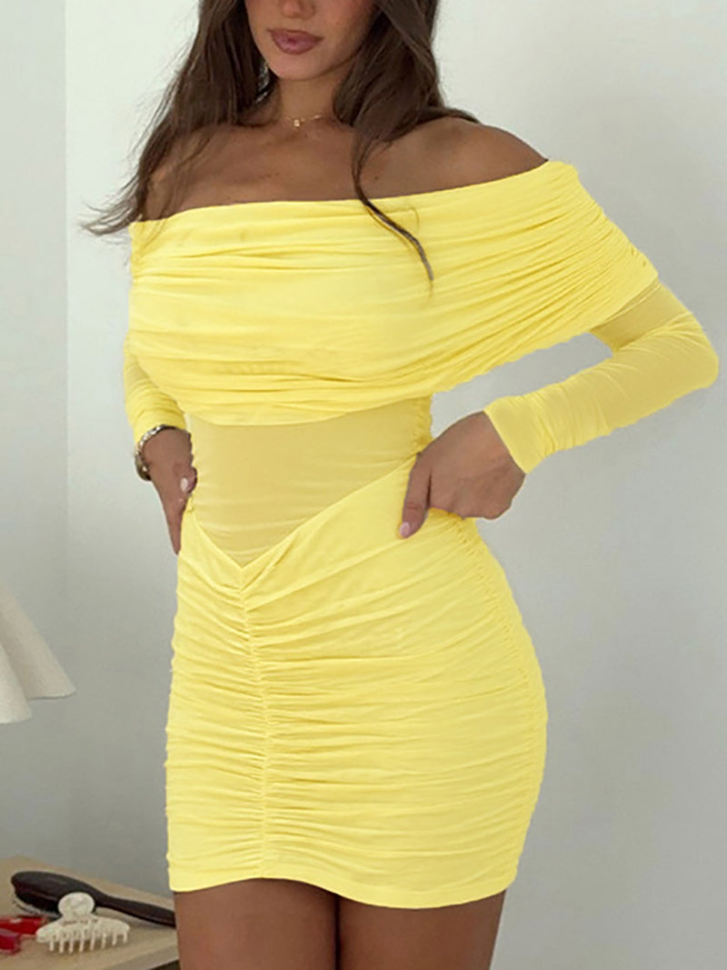 Sexy Off Shoulder Ruched Bodycon Dress