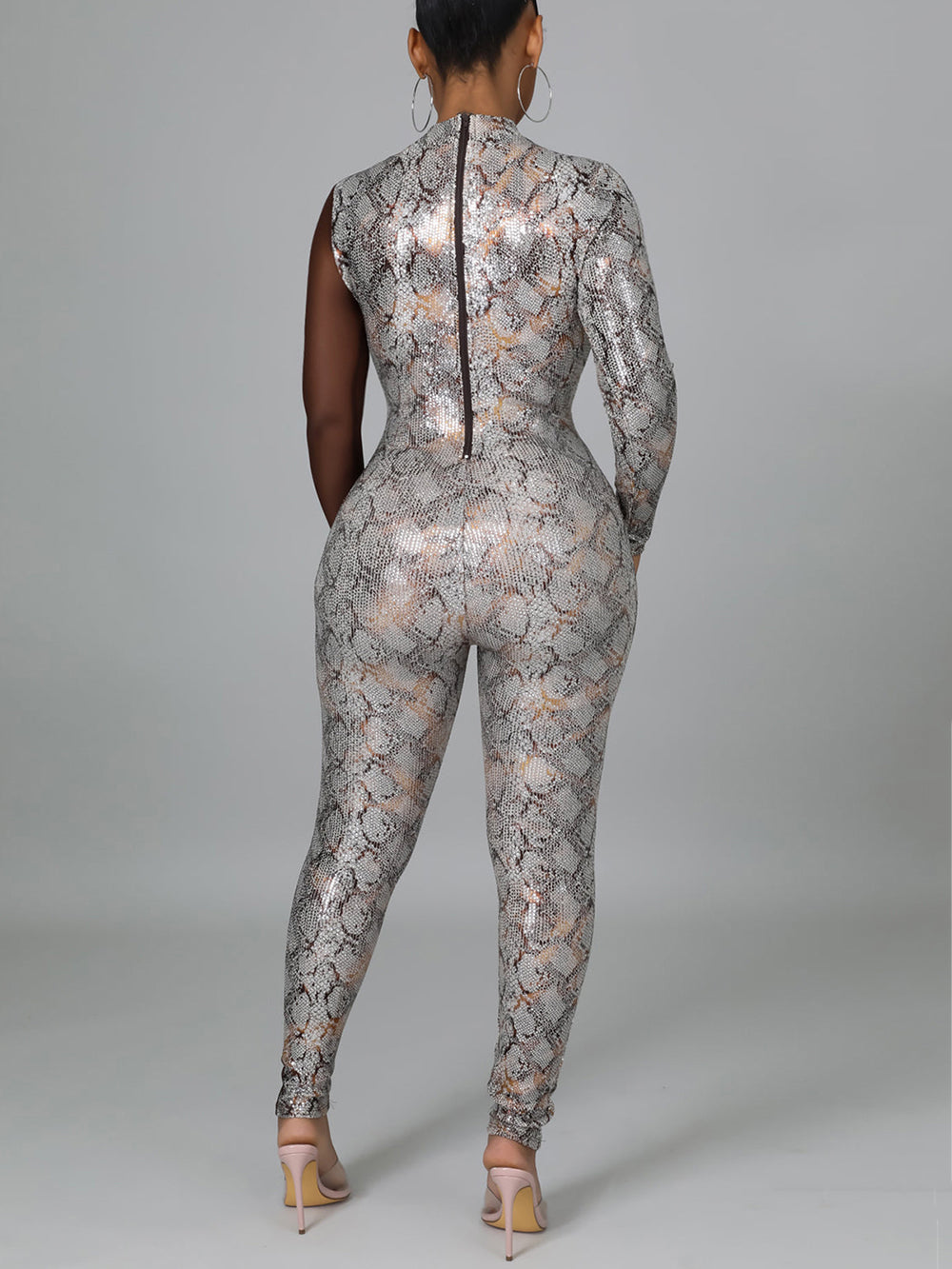 Sexy Mesh Sequin Patchwork See Through Jumpsuit