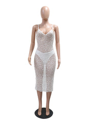 Sexy Sequin See Through Night Club Midi Dress