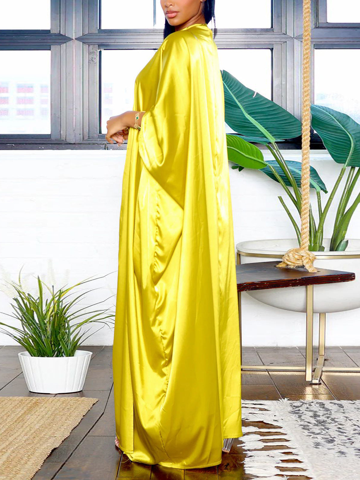 Fashion Long Pants Imitation Silk Smock Set