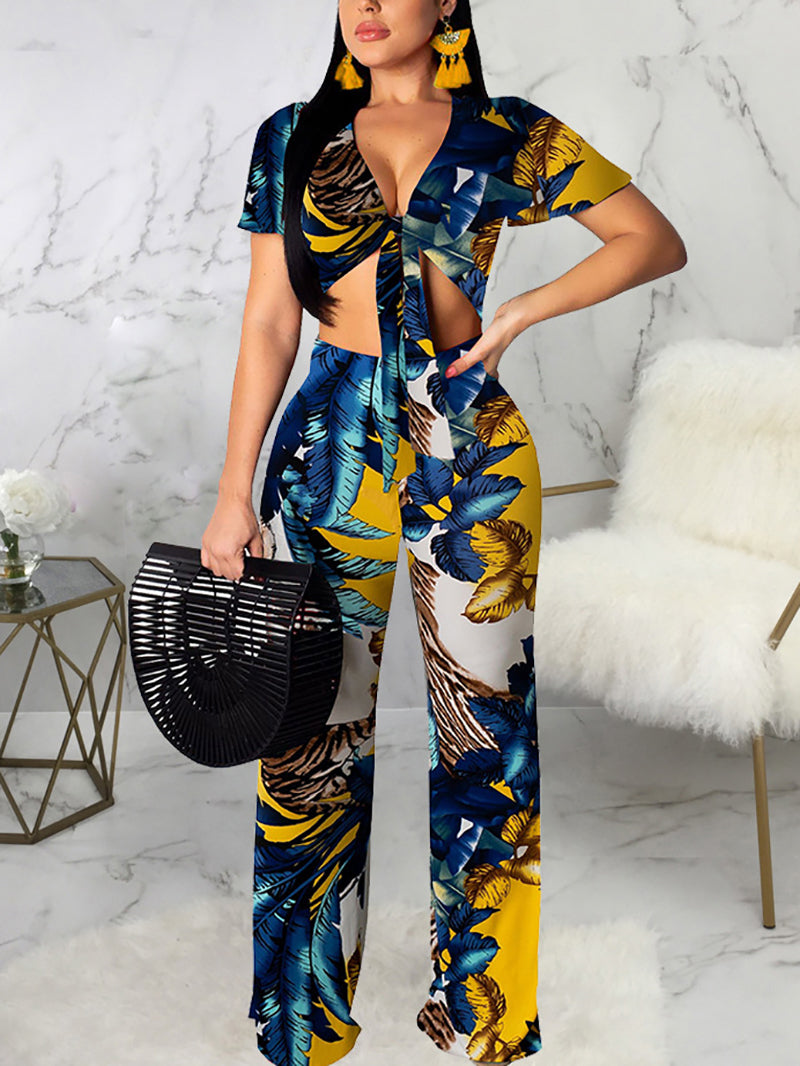 Chic Print Casual Two Piece Sets