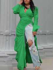 Sexy Deep V Side Slit Slim Dress