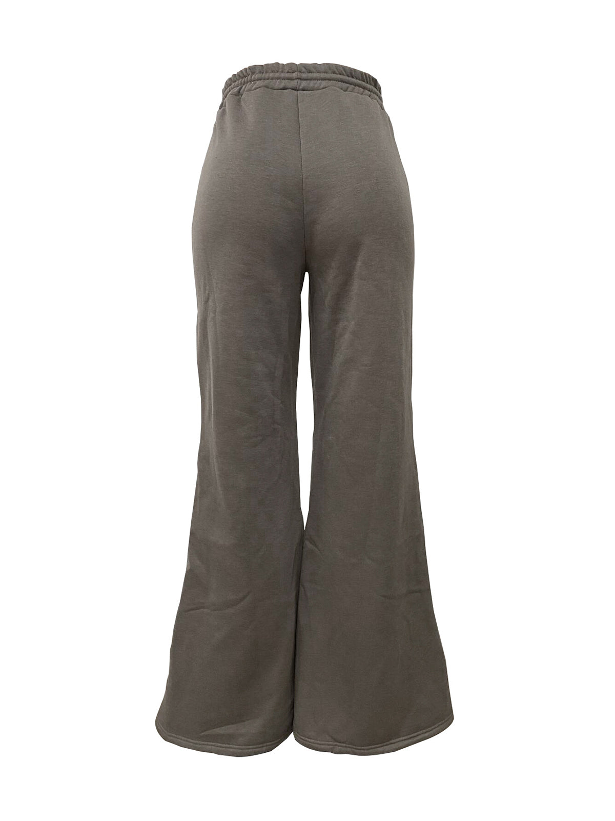 Drawstring Elastic Waist Zipper Straight Flare Trousers