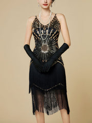 Sequin Fringe Spaghetti Strap Flapper Dress