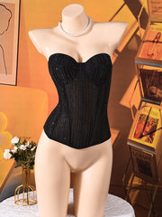 Sexy Bandage Glitter Overbust Corset Tops