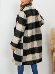 Plaid Peaked Lapel Wool-Blend Blazer Coat