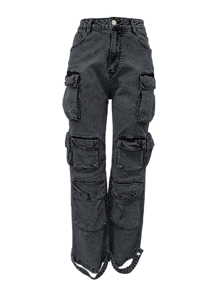 Casual Distressed Cargo Jeans