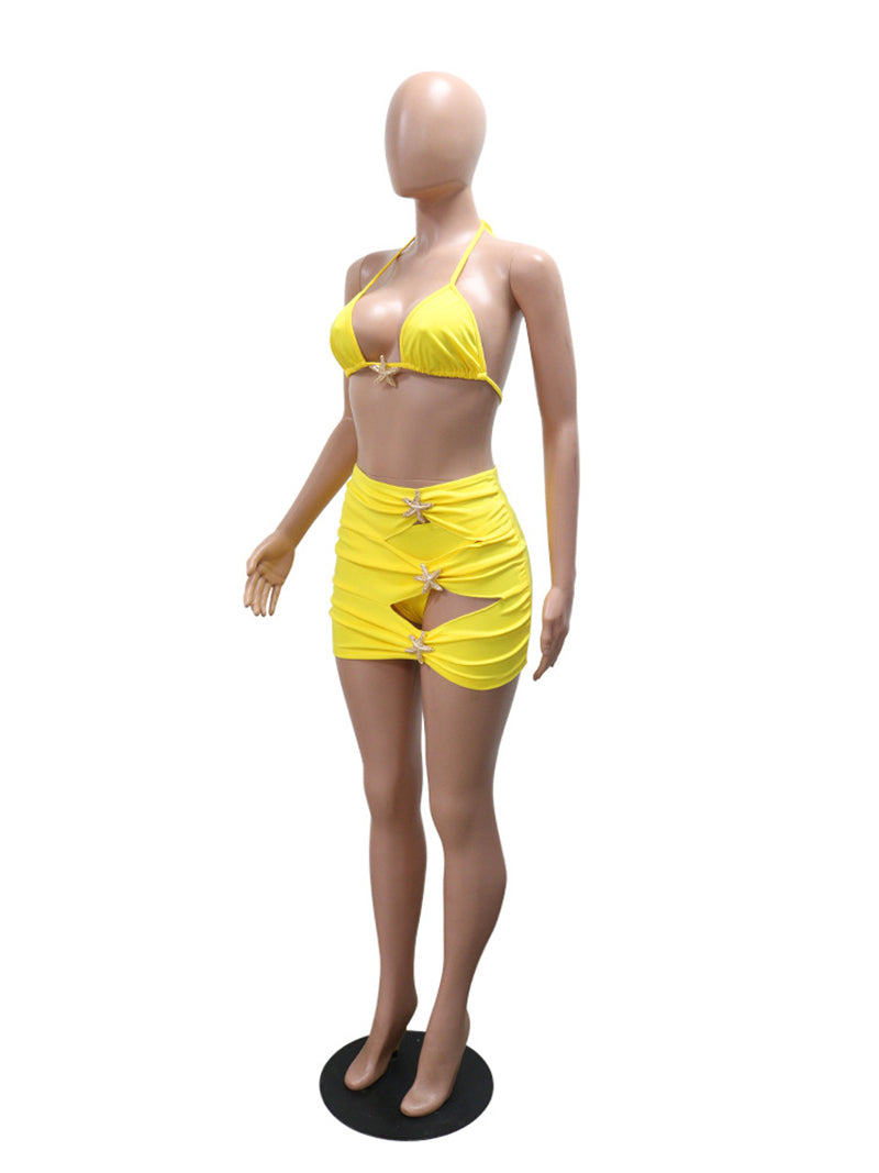 Vacation Beach Bikinis Skirts 3 Piece Sets