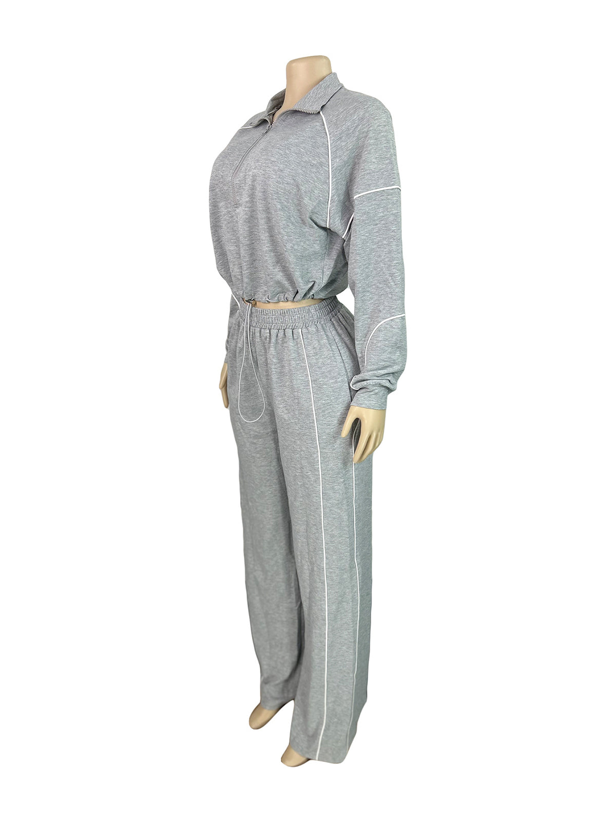 Striped Cropped Hoodie and Straight-Leg Joggers Set