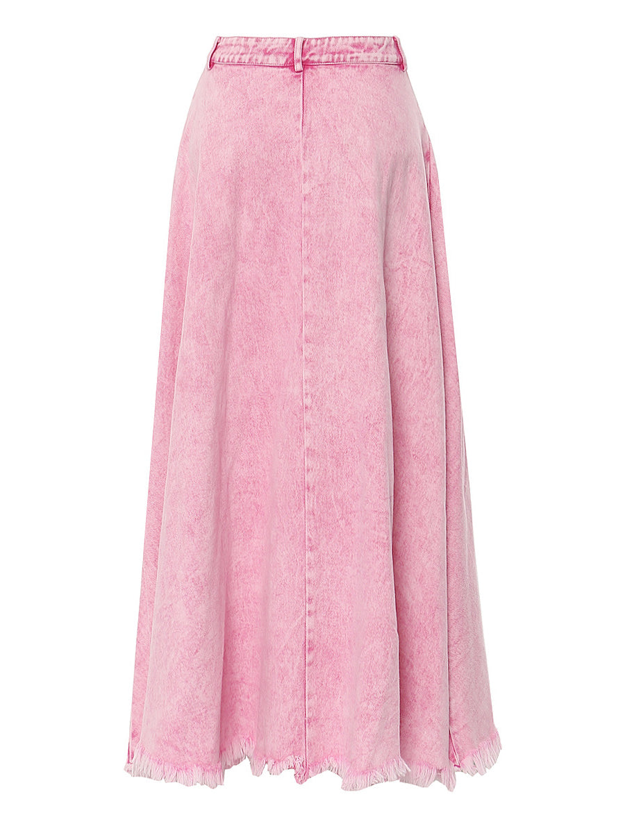 Fashion Tassel Washed Denim Long Skirts
