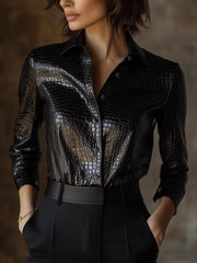 Fashion Slim Embossed PU Leather Jacket