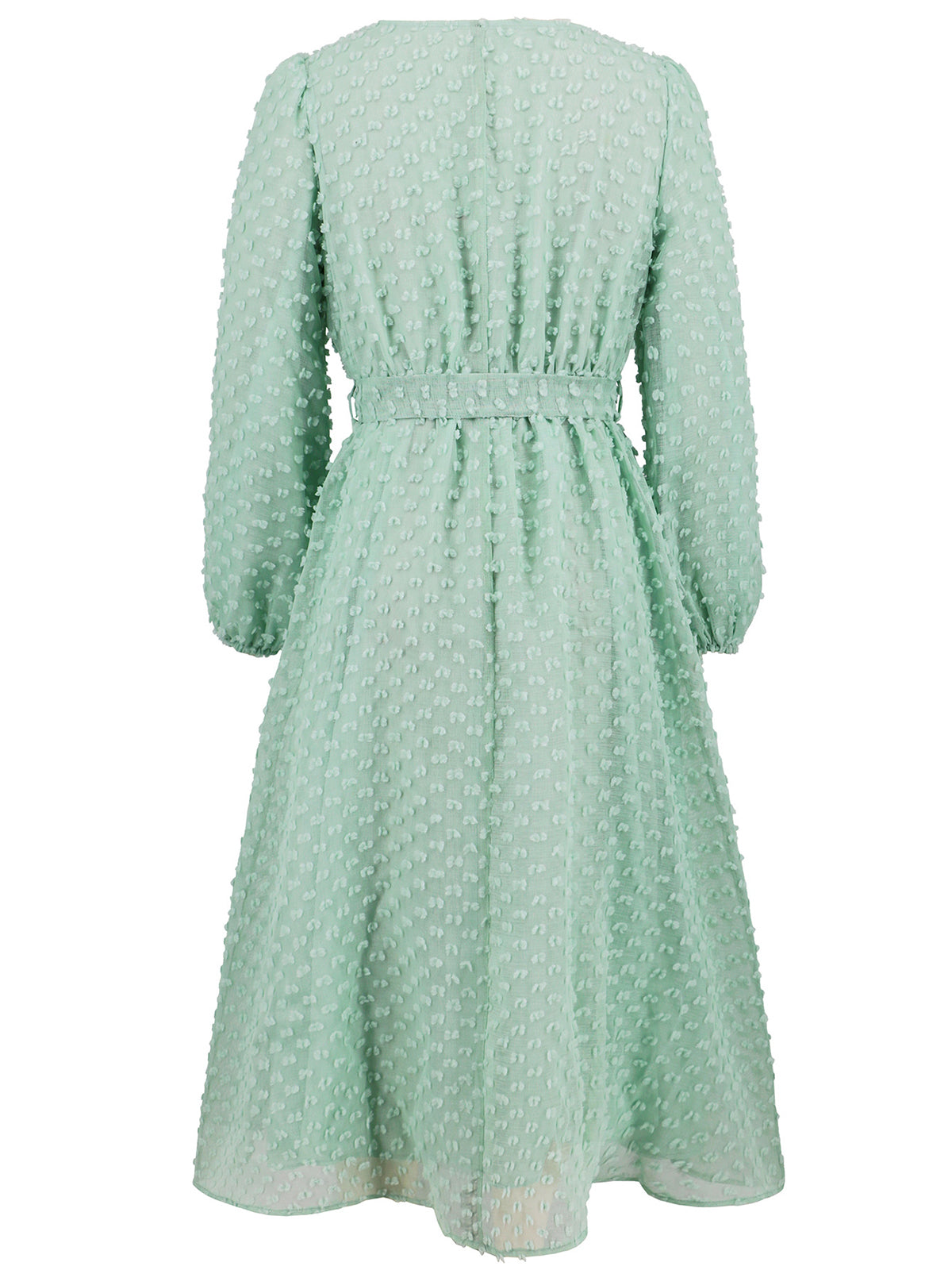 Fashion Lantern Sleeve Flounce Hem Jacquard Dress